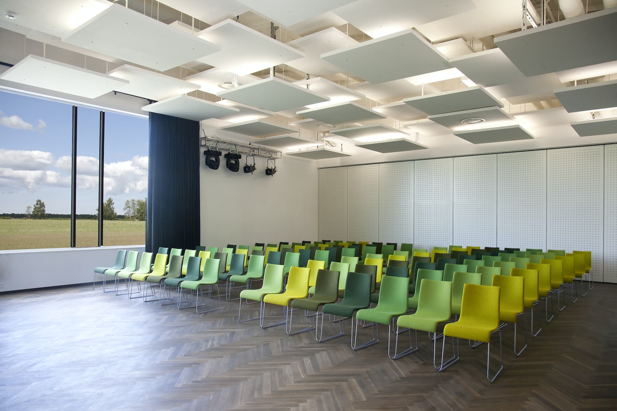 Green Chairs in a Presentation Room